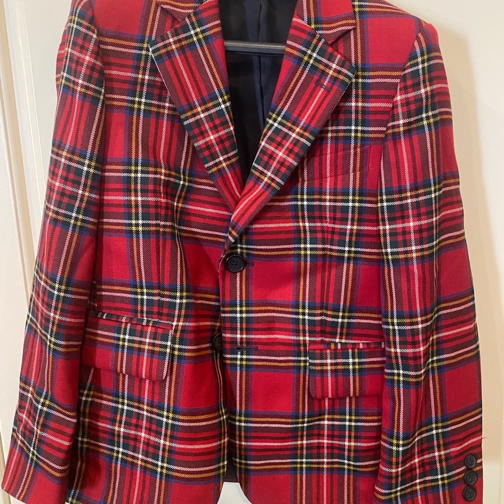 Red plaid boys blazer by Brooks Brothers